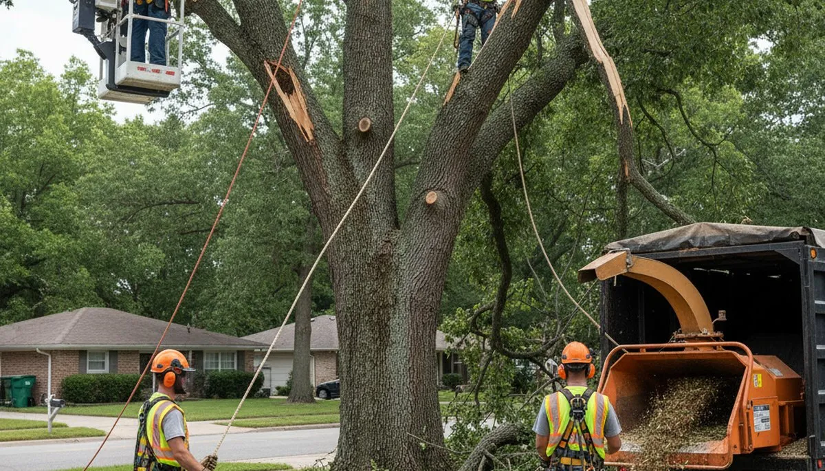 Emergency tree service crew clearing storm damage in Louisville, KY